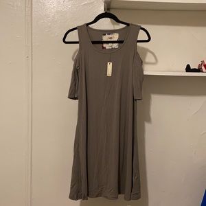 Cold shoulder Olive Green Casual Dress